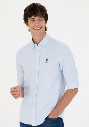 US POLO ASSN Mavi Erkek Uzun Kol Gömlek