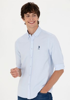 US POLO ASSN Mavi Erkek Uzun Kol Gömlek