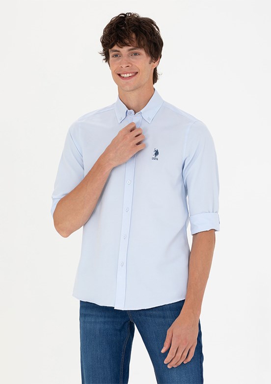US POLO ASSN Mavi Erkek Uzun Kol Gömlek