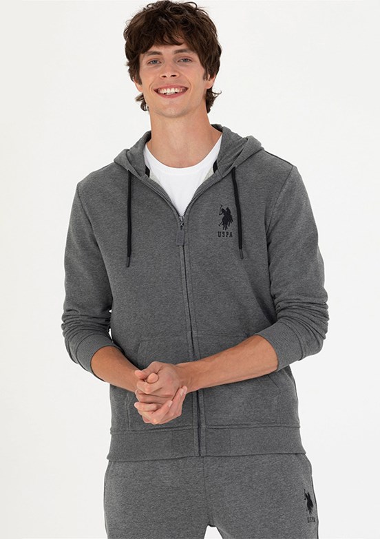 US POLO ASSN Antrasit Erkek Kapüşonlu Sweatshirt