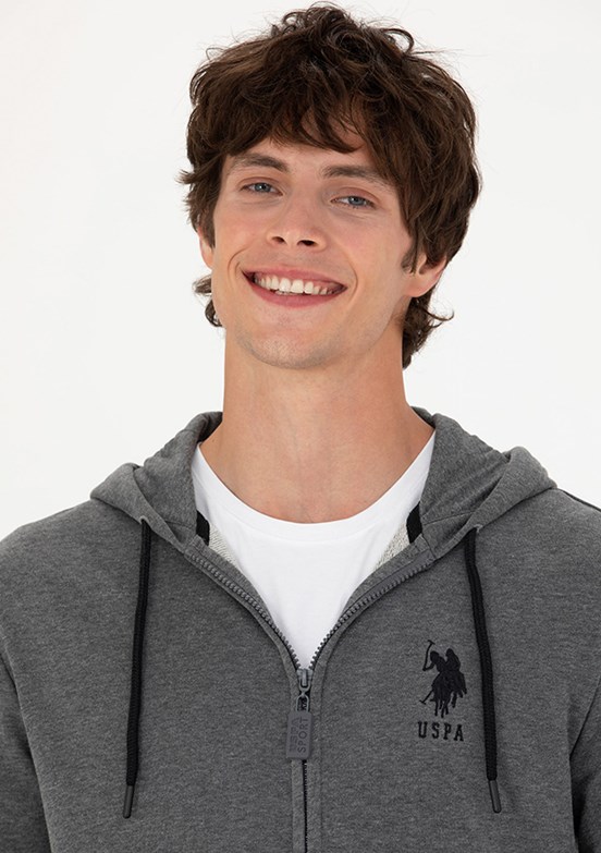US POLO ASSN Antrasit Erkek Kapüşonlu Sweatshirt