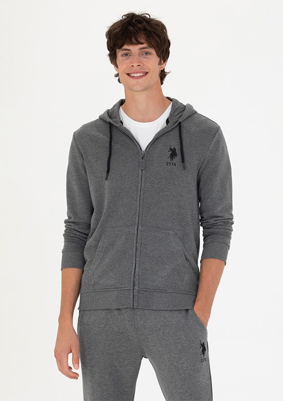 US POLO ASSN Antrasit Erkek Kapüşonlu Sweatshirt