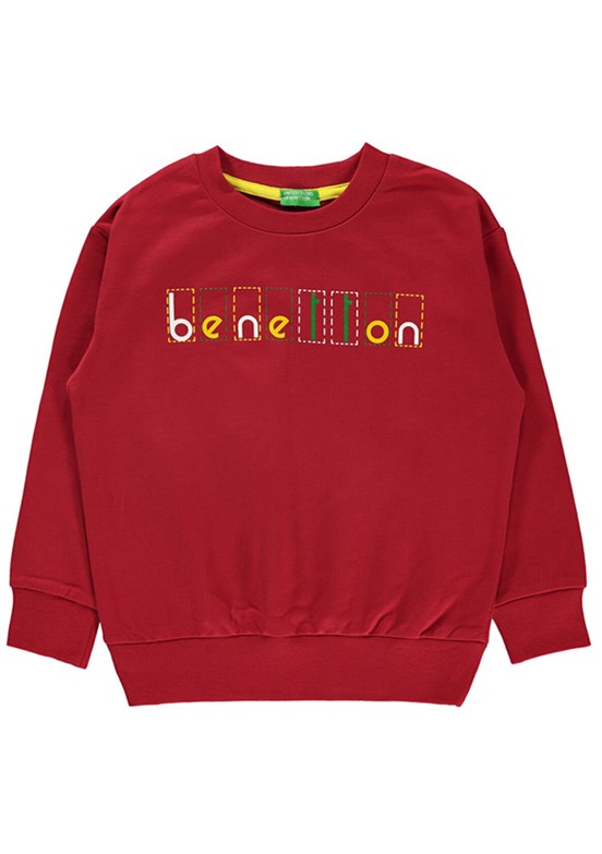 Benetton Kırmızı Kız Çocuk Basic Sweatshirt