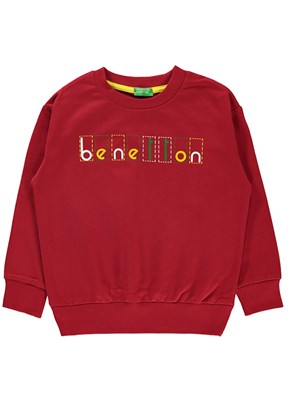 Benetton Kırmızı Kız Çocuk Basic Sweatshirt