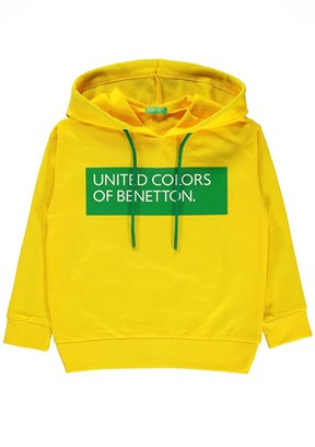 Benetton Sarı Kız Çocuk Kapüşonlu Sweatshirt