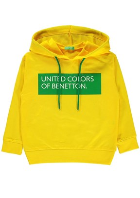 Benetton Sarı Kız Çocuk Kapüşonlu Sweatshirt