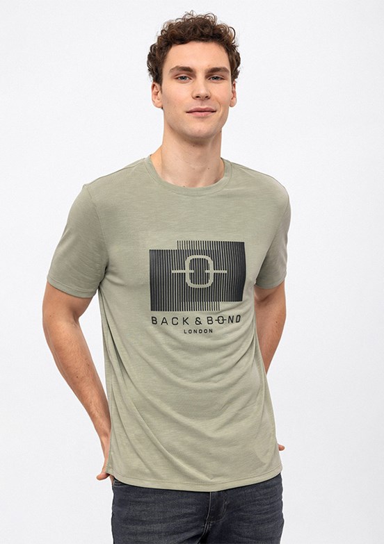 Back & Bond Erkek Bisiklet Yaka T-Shirt