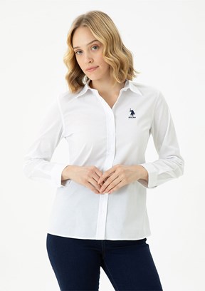 U.S. Polo Assn Beyaz Kadın Uzun Kol Gömlek