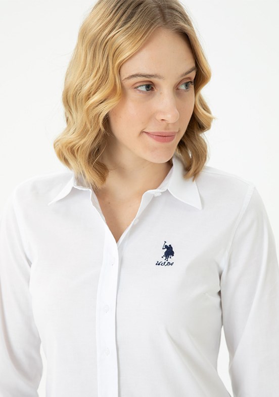 U.S. Polo Assn Beyaz Kadın Uzun Kol Gömlek
