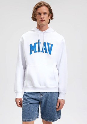 Mavi Beyaz Erkek Kapüşonlu Sweatshirt