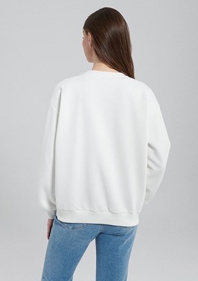 Mavi Beyaz Kadın Baskılı Sweatshirt