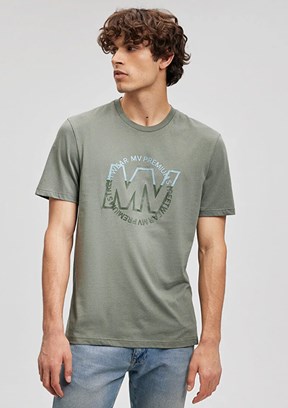 Mavi Yeşil Erkek Baskılı T-Shirt