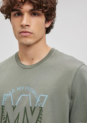 Mavi Yeşil Erkek Baskılı T-Shirt