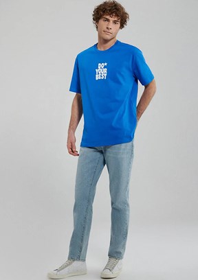 Mavi Erkek Baskılı T-Shirt