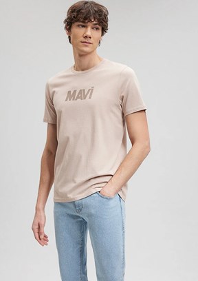 Mavi Çok Renkli Erkek Baskılı T-Shirt