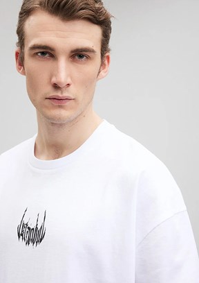 Mavi Beyaz Erkek Baskılı T-Shirt