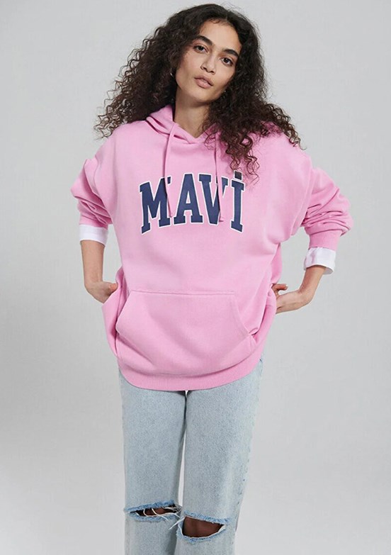 Mavi Mor Kadın Kapüşonlu Sweatshirt