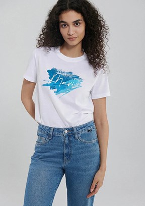 Mavi Kadın Baskılı T-Shirt
