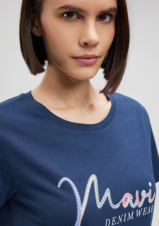 Mavi Kadın Baskılı T-Shirt