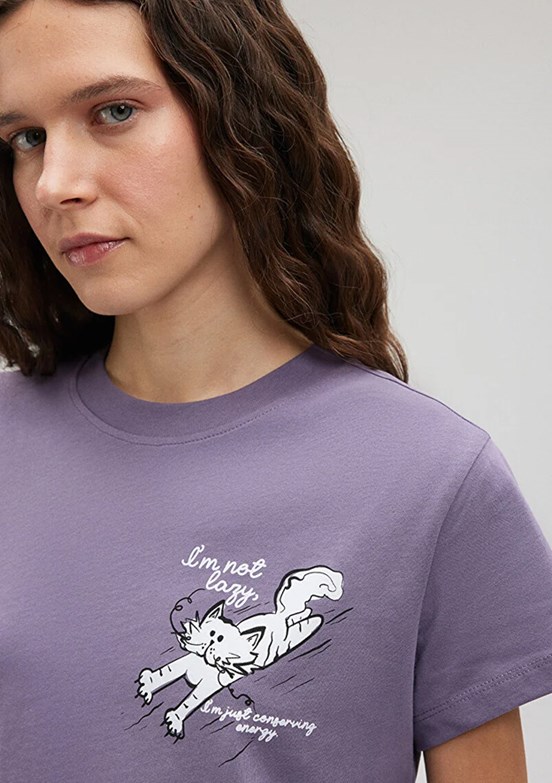 Mavi Kadın Baskılı T-Shirt