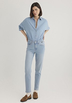 MAVİ Cindy Açık Mavi Kadın Yüksek Bel Mom Fit Denim Pantolon