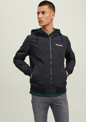 JACK&JONES JJERUSH HOOD BOMBER NOOS - 12200208 Erkek Siyah Bomber Mont
