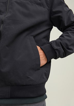 JACK&JONES JJERUSH HOOD BOMBER NOOS - 12200208 Erkek Siyah Bomber Mont