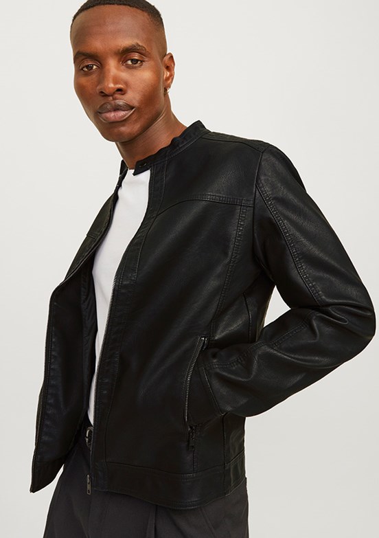 JACK&JONES JJEWARNER - 12182461 Erkek Siyah Dik Yaka Ceket