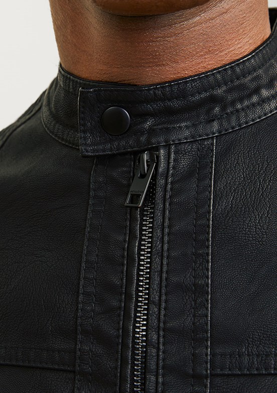 JACK&JONES JJEWARNER - 12182461 Erkek Siyah Dik Yaka Ceket