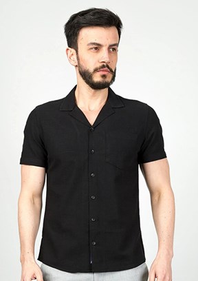CAZADOR CAZ 2002 - 24YCEED02002 Erkek Siyah Kısa Kol Gömlek