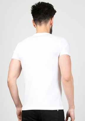 Cazador Beyaz Erkek Bisiklet Yaka T-Shirt