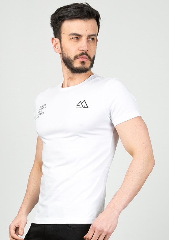 Cazador Beyaz Erkek Bisiklet Yaka T-Shirt