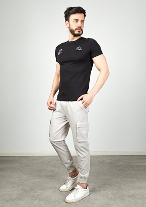 Cazador Siyah Erkek Bisiklet Yaka T-Shirt