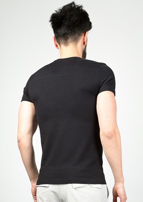 Cazador Siyah Erkek Bisiklet Yaka T-Shirt