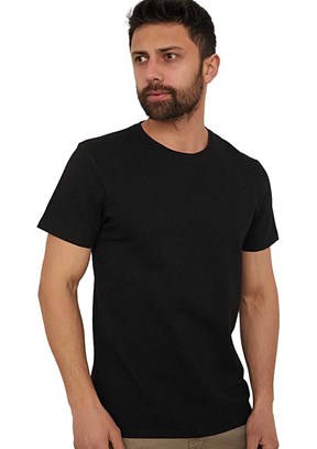 Cazador Siyah Erkek Bisiklet Yaka T-Shirt