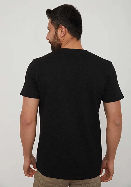 Cazador Siyah Erkek Bisiklet Yaka T-Shirt