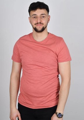 Cazador Pembe Erkek Bisiklet Yaka T-Shirt