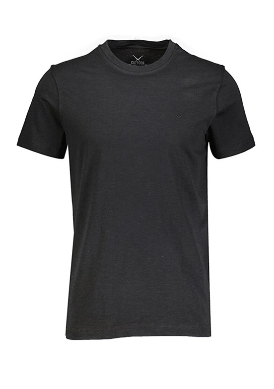 Cazador Siyah Erkek Bisiklet Yaka T-Shirt
