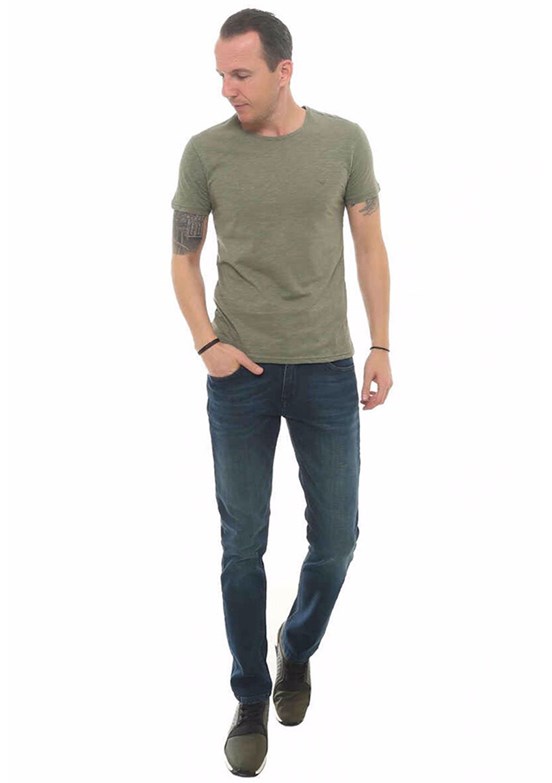 Cazador Yeşil Erkek Bisiklet Yaka T-Shirt