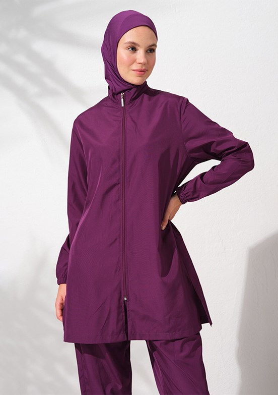 Pierre Cardin Mor Kadın Uzun Kollu Fermuarlı Paraşüt Tesettür Mayo