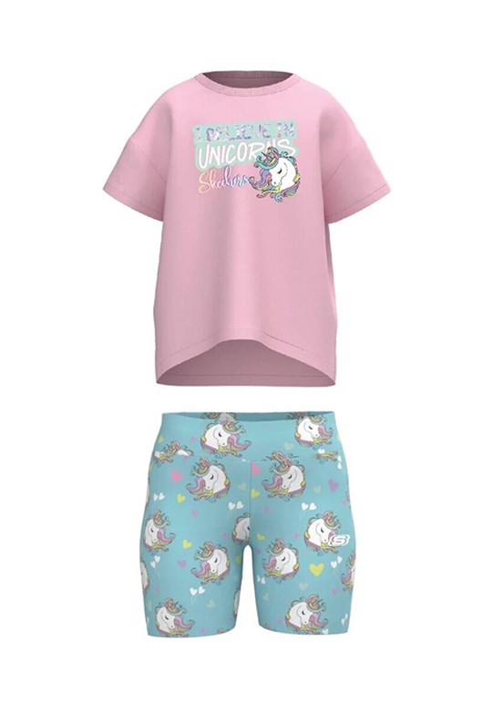 Skechers Pembe Kız Çocuk Baskılı T-Shirt