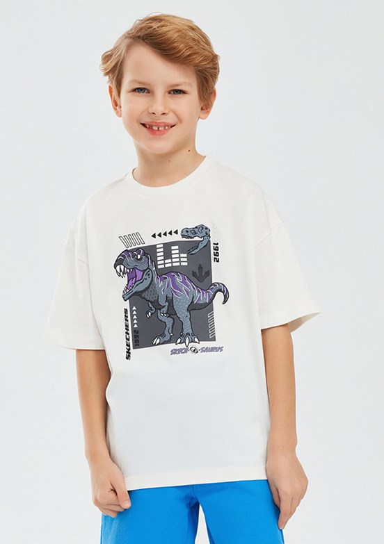 Skechers Beyaz Erkek Çocuk Baskılı T-Shirt
