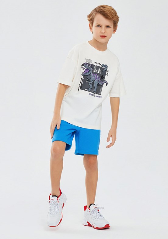 Skechers Beyaz Erkek Çocuk Baskılı T-Shirt