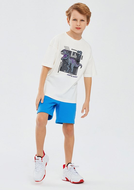 Skechers Beyaz Erkek Çocuk Baskılı T-Shirt