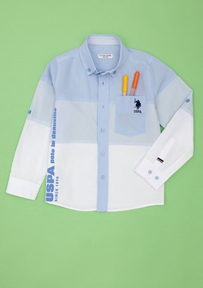 U.S. Polo Assn Mavi Erkek Çocuk Uzun Kol Gömlek