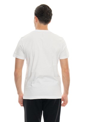 Johnny Joe Beyaz Erkek Bisiklet Yaka T-Shirt