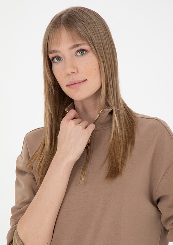 PİERRE CARDİN Kadın Beyaz Cropped Sweatshirt