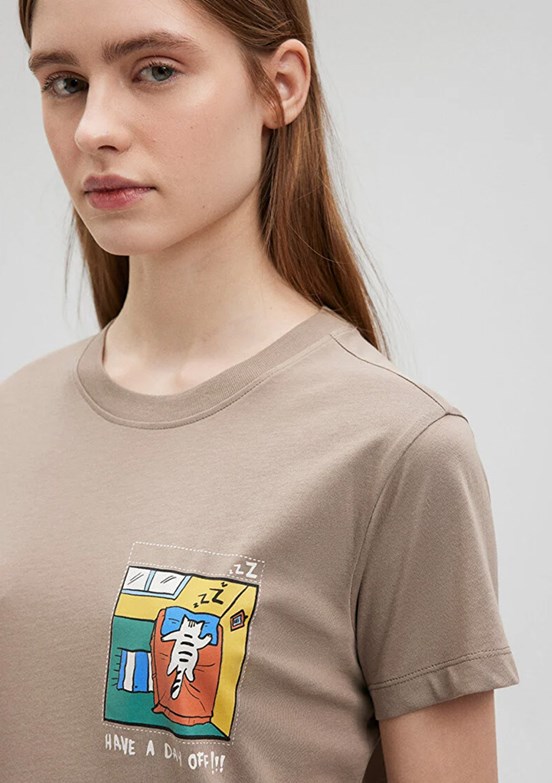 Mavi Kadın Baskılı T-Shirt