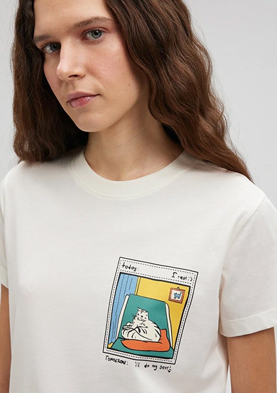 Mavi Kadın Baskılı T-Shirt