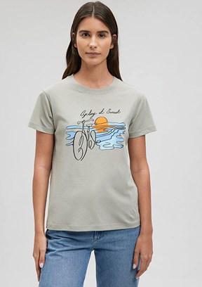 Mavi Kadın Baskılı T-Shirt